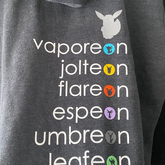 Pokémon Center 2016 Grey Multicolour Hood Eevee Evolutions Zip Up Hoodie - Picture 8 of 15